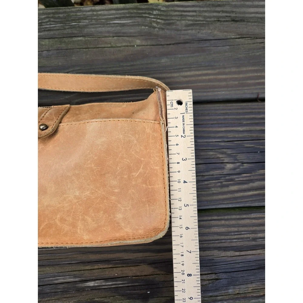 Able Crossbody Bag Leather Camel Distressed Purse Handmade‎